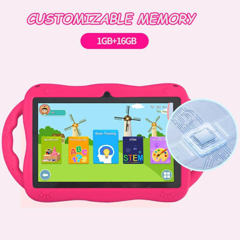 7 inch WiFi Kids Tablet PC with Giraffe Silicone Case, 1GB+16GB, Android 8.0 MTK6735 Quad Core CPU, EU Plug, EU Plug