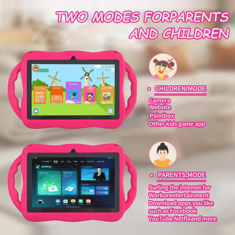 7 inch WiFi Kids Tablet PC with Giraffe Silicone Case, 1GB+16GB, Android 8.0 MTK6735 Quad Core CPU, EU Plug, EU Plug