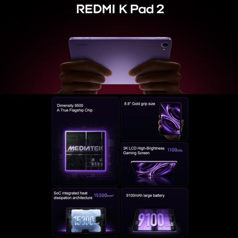 Xiaomi REDMI K Pad 2 8.8 inch, 12GB+256GB, HyperOS 3, MediaTek Dimensity 9500 Octa Core CPU, 12GB+256GB