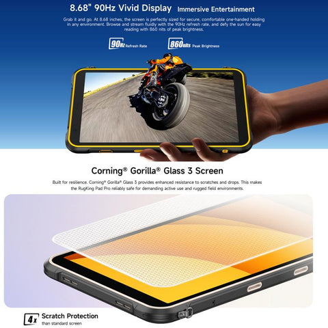 Ulefone Rugking Pad Pro Rugged Tablet PC, 8GB+128GB, 8.68 inch Android 16 Unisoc T7250 Octa Core 4G Network, EU Plug