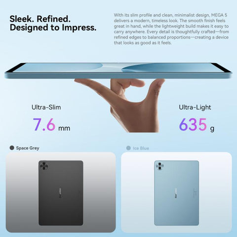 Blackview MEGA 5 Tablet PC, 8GB+256GB, 12.2 inch Android 16 MediaTek Dimensity T7300 Octa Core, Network: 4G, Global Version with Google Play, 8GB+256GB