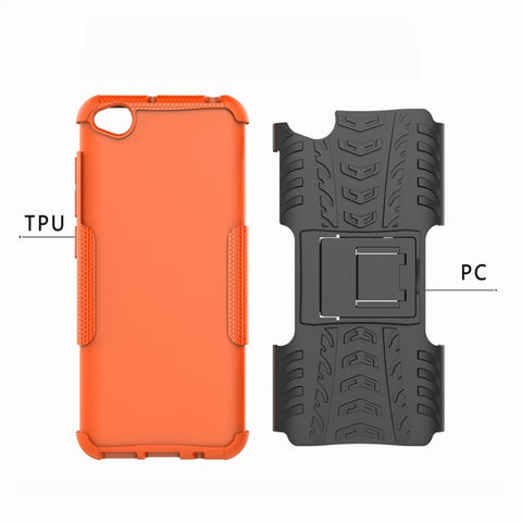 Tire Texture TPU+PC Shockproof Protective Case for Xiaomi Redmi Go, with Holder, For Xiaomi Redmi Go