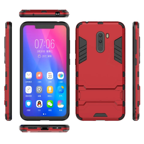 Shockproof PC + TPU  Case for Xiaomi Pocophone F1, with Holder, Xiaomi Pocophone F1