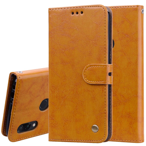 Business Style Oil Wax Texture Horizontal Flip Leather Case for Xiaomi Redmi 7, with Holder & Card Slots & Wallet, For Xiaomi Redmi 7