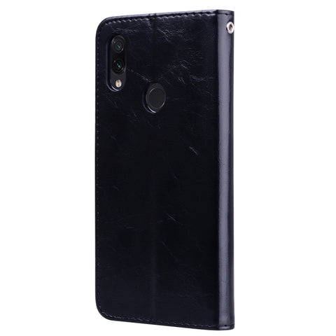 Business Style Oil Wax Texture Horizontal Flip Leather Case for Xiaomi Redmi Note7, with Holder & Card Slots & Wallet, For Xiaomi Redmi Note7
