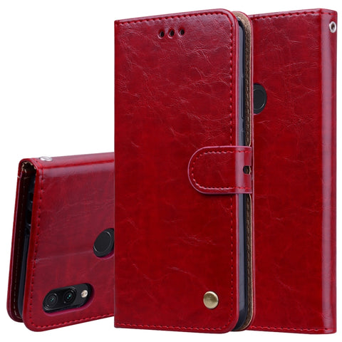 Business Style Oil Wax Texture Horizontal Flip Leather Case for Xiaomi Redmi Note7, with Holder & Card Slots & Wallet, For Xiaomi Redmi Note7