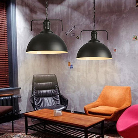 Retro Industrial Pendant Light Creative Single Head Iron Art Hanging Lamp E27 Bulb Perfect for Kitchen Dining Room Bedroom Living Room, Warm White, Cold White