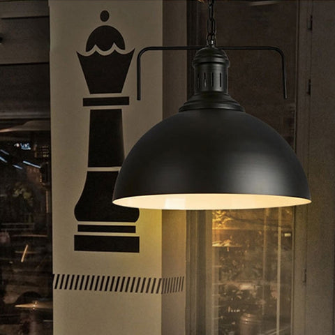 Retro Industrial Pendant Light Creative Single Head Iron Art Hanging Lamp E27 Bulb Perfect for Kitchen Dining Room Bedroom Living Room, Warm White, Cold White
