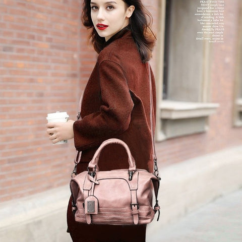 Fashion Casual Retro Oil PU Shoulder Bag Ladies Handbag Messenger Bag