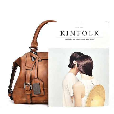 Fashion Casual Retro Oil PU Shoulder Bag Ladies Handbag Messenger Bag