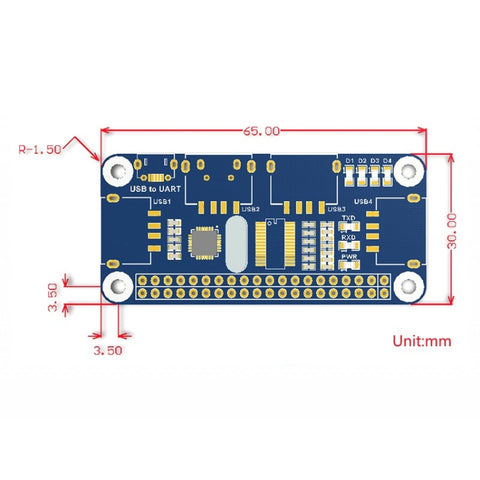 Waveshare 4 Port USB HUB HAT for Raspberry Pi