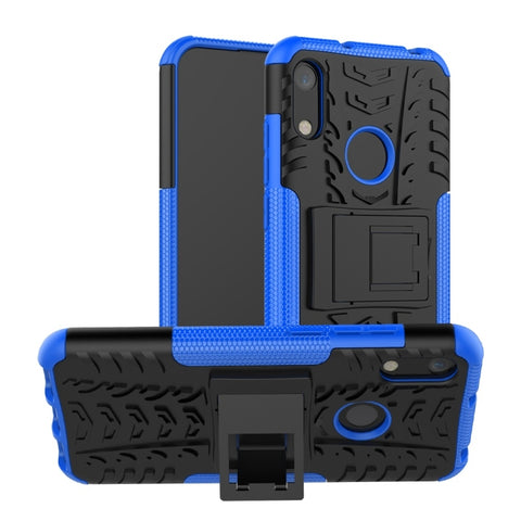Tire Texture TPU+PC Shockproof Phone Case for Huawei Honor 8A / Y6 2019, with Holder, For Honor 8A