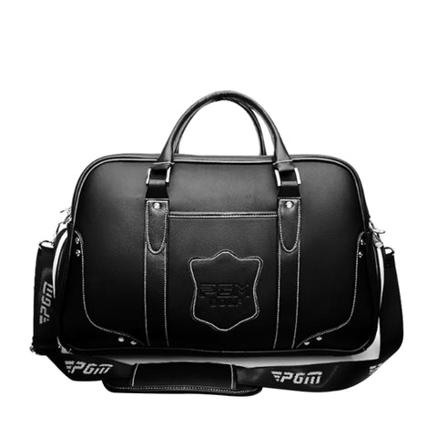 PGM Golf Portable Large Capacity Genuine Leather Ball Bag Clothing Bag for Men, Built-in Shoe Bag, YWB021