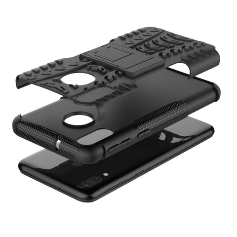 Tire Texture TPU+PC Shockproof Case for Galaxy M20, with Holder, For Galaxy M20