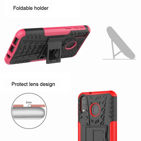 Tire Texture TPU+PC Shockproof Case for Galaxy M20, with Holder, For Galaxy M20