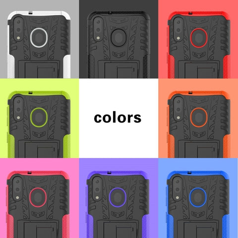 Tire Texture TPU+PC Shockproof Case for Galaxy M20, with Holder, For Galaxy M20