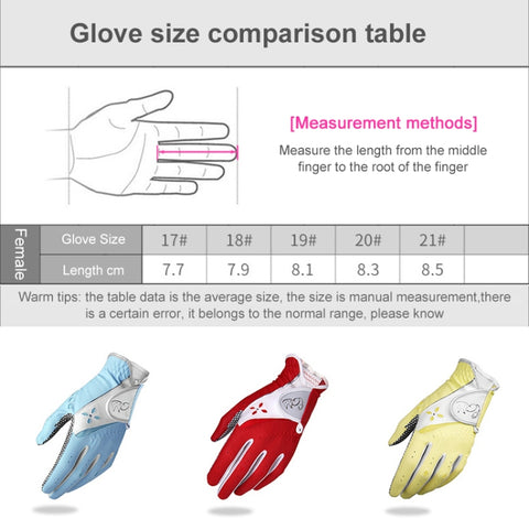 PGM One Pair Golf Non-Slip PU Leather Gloves for Women (Color:Yellow Size:21), 17, 18, 19, 20, 21