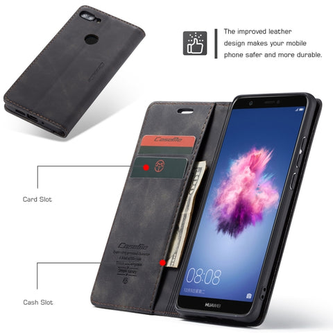 CaseMe Multifunctional Retro Frosted Horizontal Flip Leather Case for Huawei P Smart / Enjoy 7S /  Honor 9 Lite, with Card Slots & Holder & Wallet, For Huawei P Smart
