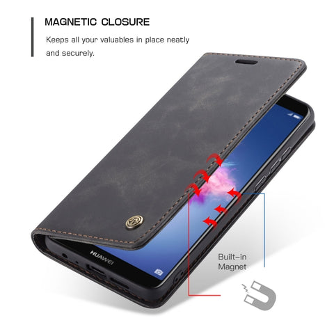 CaseMe Multifunctional Retro Frosted Horizontal Flip Leather Case for Huawei P Smart / Enjoy 7S /  Honor 9 Lite, with Card Slots & Holder & Wallet, For Huawei P Smart