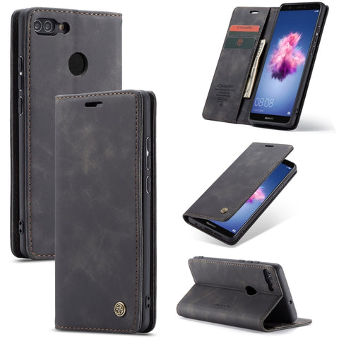 CaseMe Multifunctional Retro Frosted Horizontal Flip Leather Case for Huawei P Smart / Enjoy 7S /  Honor 9 Lite, with Card Slots & Holder & Wallet, For Huawei P Smart