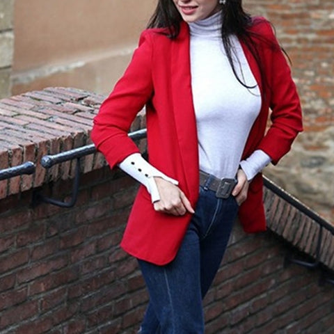 Women Solid Color Buckleless Slim Casual Suit (Color:Black Size:M), S, M, L, XL, XXL