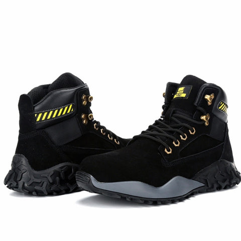 Jiefu Light And Breathable Steel Head Anti Smashing, Anti Piercing, Anti Slip And Waterproof Safety Shoes (Color:High Top Black Size:48), 36, 37, 38, 39, 40, 41, 42, 43, 44, 45, 46, 47, 48