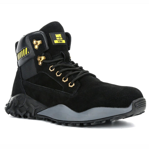 Jiefu Light And Breathable Steel Head Anti Smashing, Anti Piercing, Anti Slip And Waterproof Safety Shoes (Color:High Top Black Size:48), 36, 37, 38, 39, 40, 41, 42, 43, 44, 45, 46, 47, 48