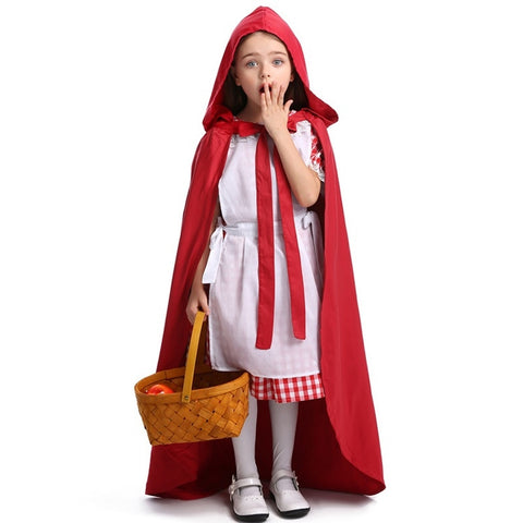 Little Red Riding Hood Parent Child Fairy Tale Drama Performance Costume Little Red Riding Hood Dress Little Maid Two Dress Halloween Costume (Color:Cape+Maid Size:L), XS, S, M, L