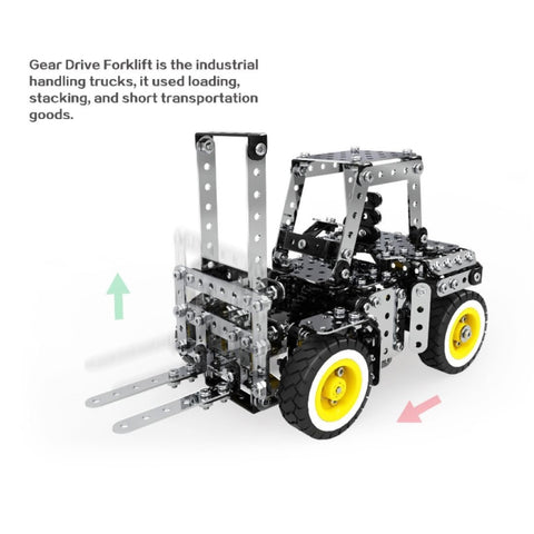 589PCS Stainless Steel Gear Manually Operated Forklift DIY Assembly Building Block Educational Toys Kit for MoFun SW-030