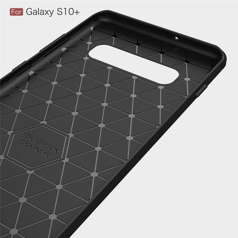 Brushed Texture Carbon Fiber TPU Case for Galaxy S10+, For Galaxy S10+ (Black), For Galaxy S10+, For Samsung Galaxy S10+, Galaxy S10+