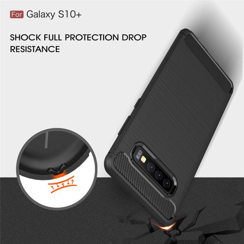 Brushed Texture Carbon Fiber TPU Case for Galaxy S10+, For Galaxy S10+ (Black), For Galaxy S10+, For Samsung Galaxy S10+, Galaxy S10+