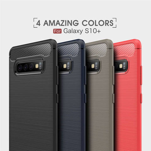 Brushed Texture Carbon Fiber TPU Case for Galaxy S10+, For Galaxy S10+ (Black), For Galaxy S10+, For Samsung Galaxy S10+, Galaxy S10+