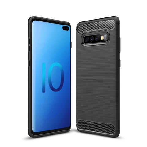 Brushed Texture Carbon Fiber TPU Case for Galaxy S10+, For Galaxy S10+ (Black), For Galaxy S10+, For Samsung Galaxy S10+, Galaxy S10+