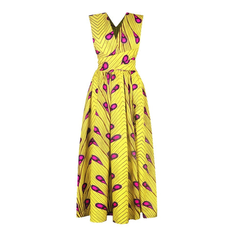 Ladies Feather Print Lace Slit Dress, S, M, L, XL