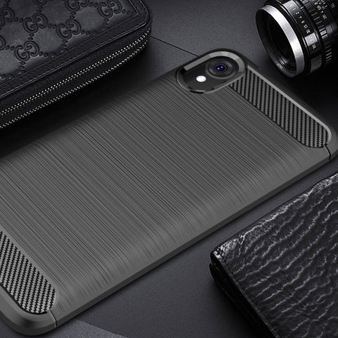 Brushed Texture Carbon Fiber Shockproof TPU Case for MOTO E6, For MOTO E6