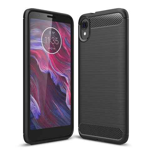 Brushed Texture Carbon Fiber Shockproof TPU Case for MOTO E6, For MOTO E6
