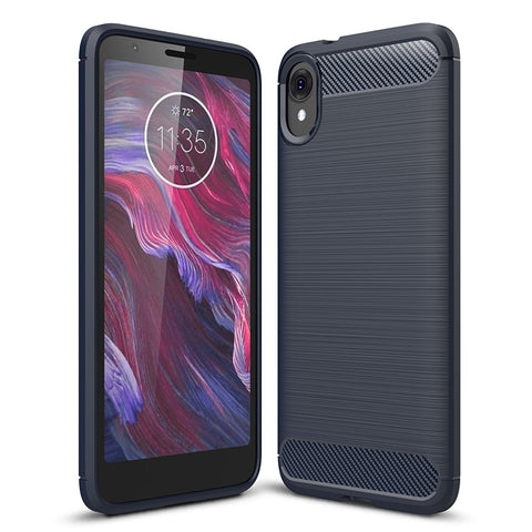Brushed Texture Carbon Fiber Shockproof TPU Case for MOTO E6, For MOTO E6