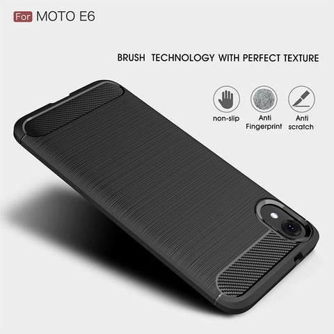 Brushed Texture Carbon Fiber Shockproof TPU Case for MOTO E6, For MOTO E6