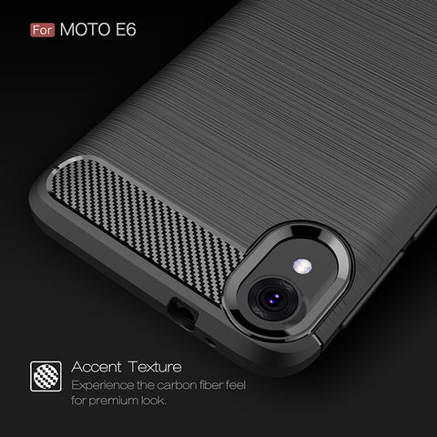 Brushed Texture Carbon Fiber Shockproof TPU Case for MOTO E6, For MOTO E6